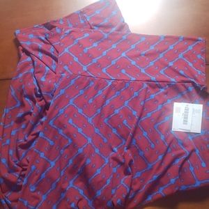 Lularoe Maxi Skirt NWT L maroon and blue